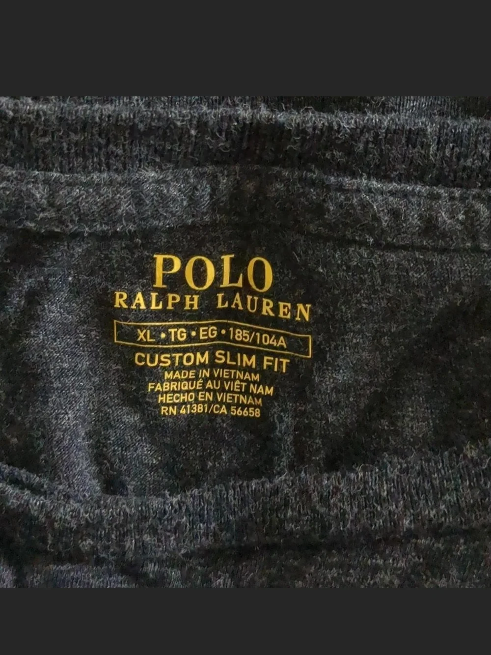 Polo Ralph Lauren Charcoal Grey Crewneck Tee Burgundy Pony Logo Slim Fit XL